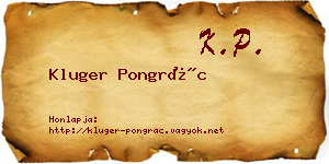 Kluger Pongrác névjegykártya